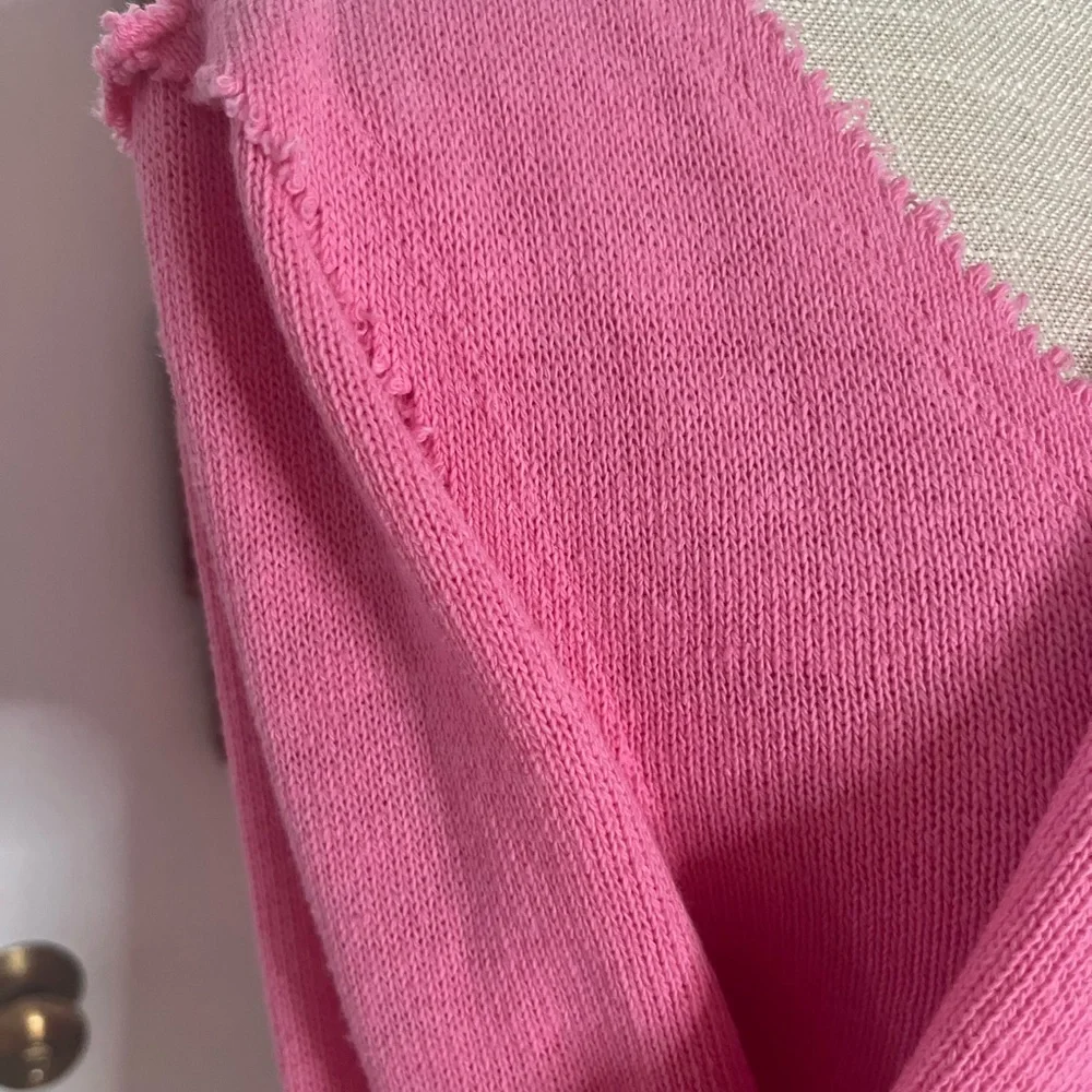 NWOT Free People Like a Boss cotton sweater in deep  pink  size large - Picture 7 of 8